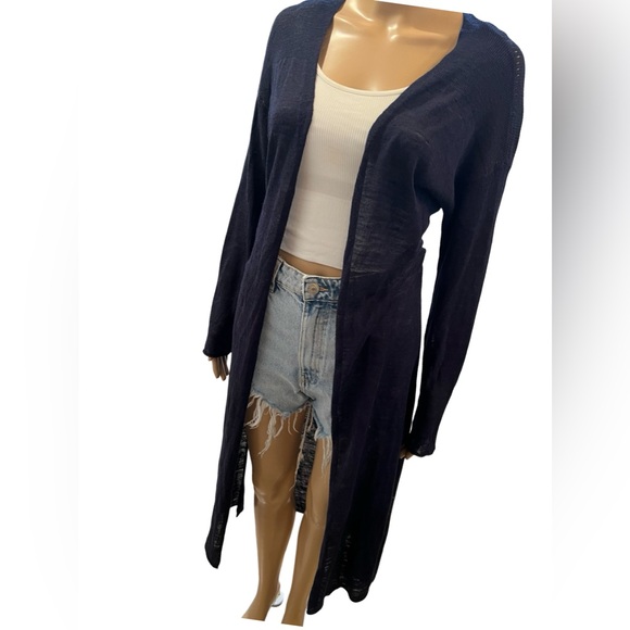 Beautiful navy blue duster length cardigan - Picture 3 of 7